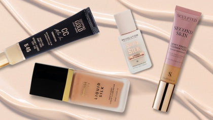 lady with foundation swatches on her cheek