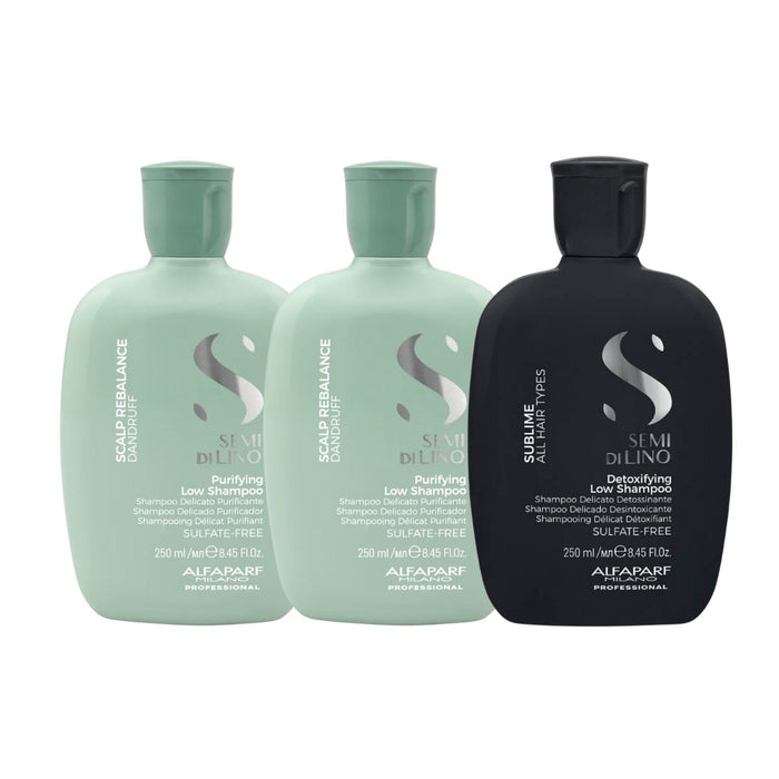 Alfaparf Milano Rebalance Dandruff Purifying Low Shampoo Duo with Complimentary Alfaparf Detox Shampoo