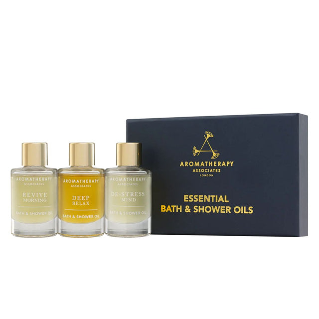 Aromatherapy Associates Essential Bath & Shower Oil Collection (Relax, De-Stress, Revive) 3 x 9ml