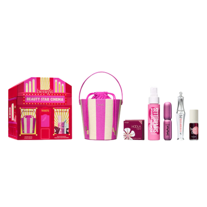 Benefit Beauty Star Cinema Makeup Gift Set with Benetint, 24-HR Brow Setter, BADgal Bounce Mascara, Hoola Bronzer and POREfessional Super Setter