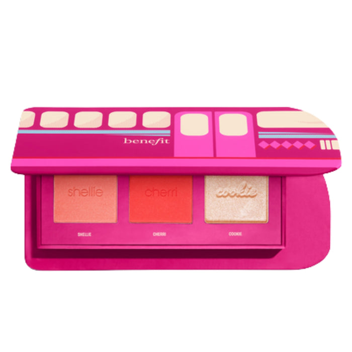 Benefit Glam Central Station Mini Cheek Palette with Shellie Blush, Cherri Blush and Cookie Highlighter