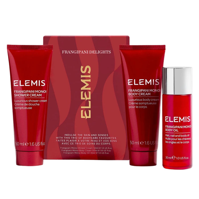 ELEMIS Frangipani Delights Bodycare Gift Set with Frangipani Monoi Body Cream 50ml, Shower Cream 50ml and Body Oil 30ml