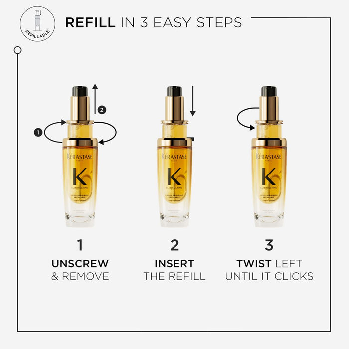 Kérastase Elixir Ultime Hair Oil L'Huile Originale Refill Capsule,75ml how to use 