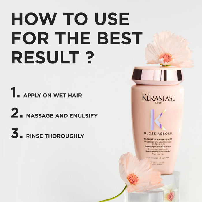 Kérastase Gloss Absolu Bain Crème Hydra-Glaze Shampoo For Thick Frizzy Hair 250ml