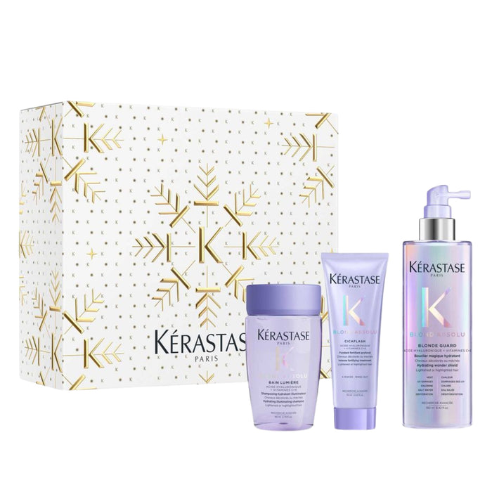 Kérastase Blond Absolu Trio Holiday Gift Set with Bain Lumière 80ml, Fondant Cicaflash 75ml and Blonde Guard 190ml