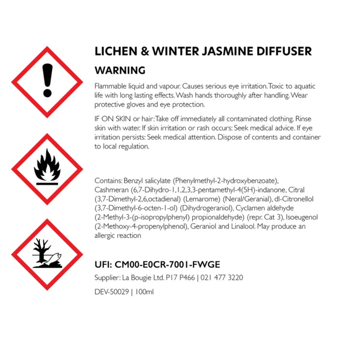 La Bougie Lichen & Winter Jasmine Diffuser