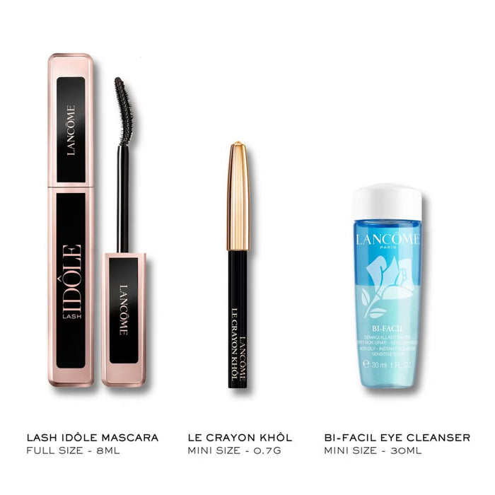 Lancôme Lash Idole Mascara, Khol Liner and Mini Bifacil Set.