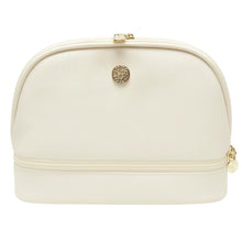 Lisa & Co Luxe Two Tier Make Up Bag in Soft Cream with Gold Detailing