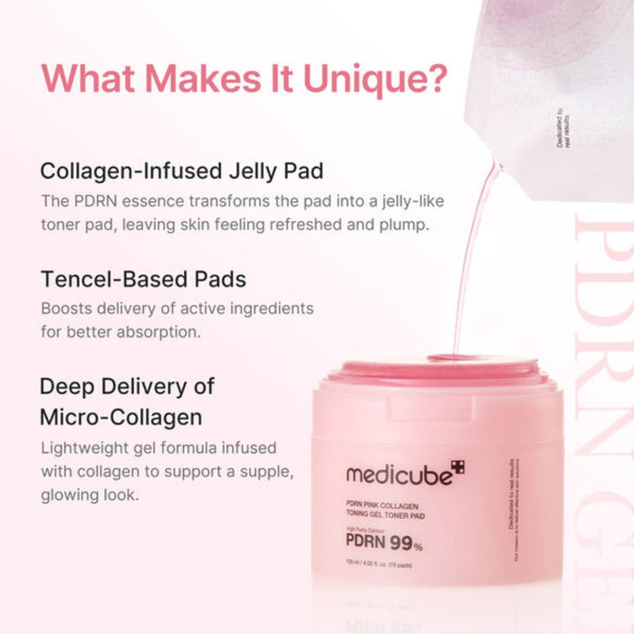 Medicube PDRN Pink Collagen Gel Toner Pads 120ml - 70 Pads