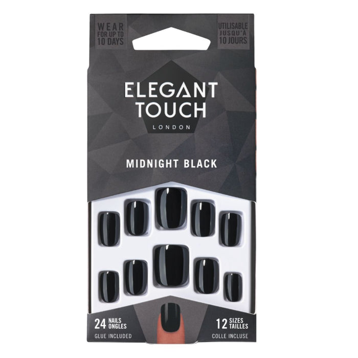 Elegant Touch Midnight Black False Nails