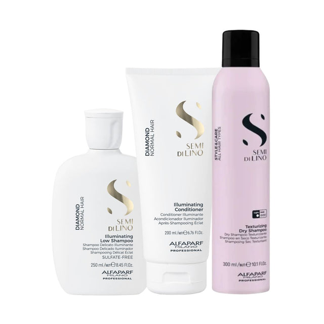 Millies Exclusive Alfaparf Milano Semi Di Lino Diamond Trio with Complimentary Texturizing Dry Shampoo