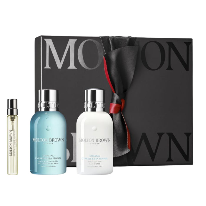 Molton Brown Coastal Cypress & Sea Fennel Scent Layering Set with Eau de Parfum, Bath & Shower Gel and Body Lotion