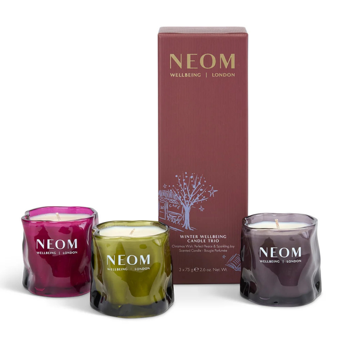 NEOM Wellbeing Winter Wellbeing Candle Trio Christmas Gift Set 3 x 75g