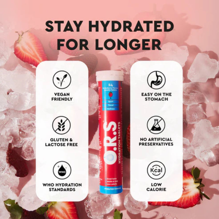 O.R.S Hydration Tablets - Strawberry Flavour 24 Tablets