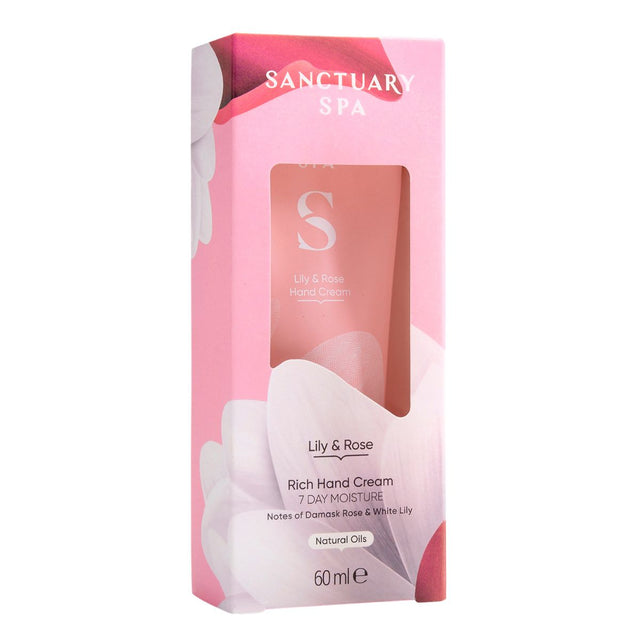 Sanctuary White Lily & Damask Rose Collection Natural Oils Hand Cream - Tube 60ml