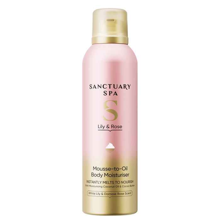Sanctuary Spa Lily & Rose Mousse-to-Oil Body Moisturiser 200ml with Coconut Oil and Cocoa Butter