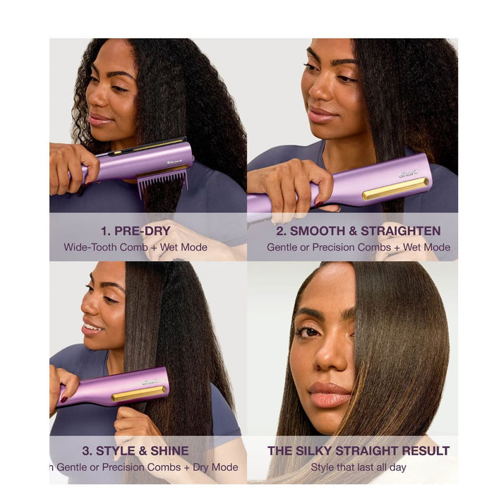 Shark SilkiPro Straight Hair Straightener + Dryer in One Tool with Heat-Resistant Storage Case-Plum Satin