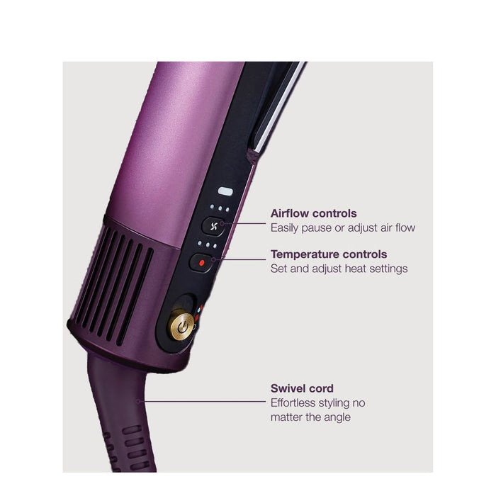 Shark SilkiPro Straight Hair Straightener + Dryer in One Tool with Heat-Resistant Storage Case-Plum Satin