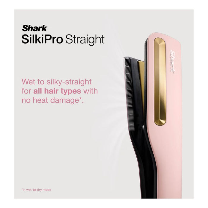 Shark SilkiPro Straight Hair Straightener + Dryer in One Tool with Heat-Resistant Storage Case-Rose Petal