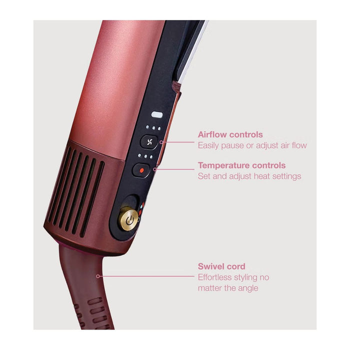 Shark SilkiPro Straight Hair Straightener + Dryer in One Tool with Heat-Resistant Storage Case-Rose Petal