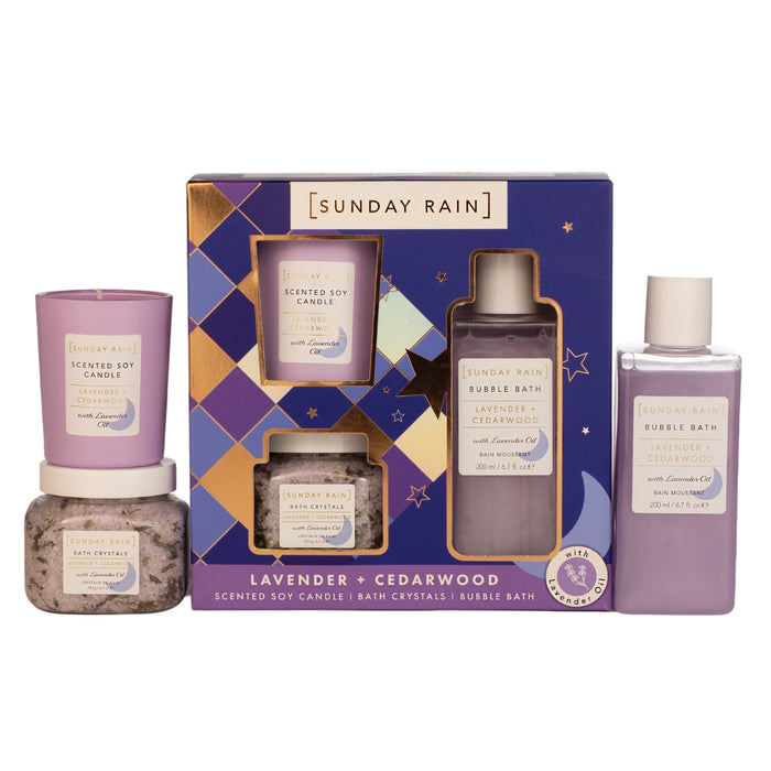 Sunday Rain Lavender & Cedarwood Bath Trio Gift Set