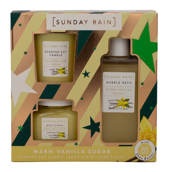 Sunday Rain Warm Vanilla Sugar Bath Trio Gift Set
