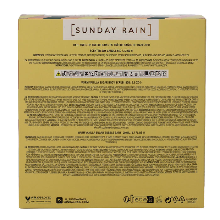 Sunday Rain Warm Vanilla Sugar Bath Trio Gift Set