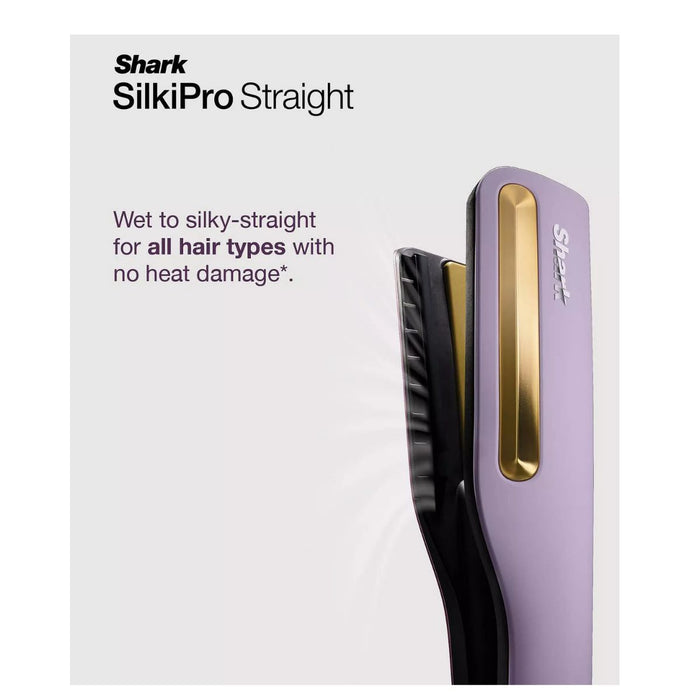 Shark SilkiPro Straight Hair Straightener + Dryer in One Tool with Heat-Resistant Storage Case-Plum Satin