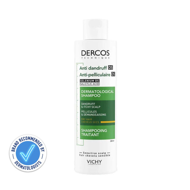 VICHY Dercos Anti-Dandruff Dermatological Shampoo for Dry Hair with Salicylic Acid, 200ml
