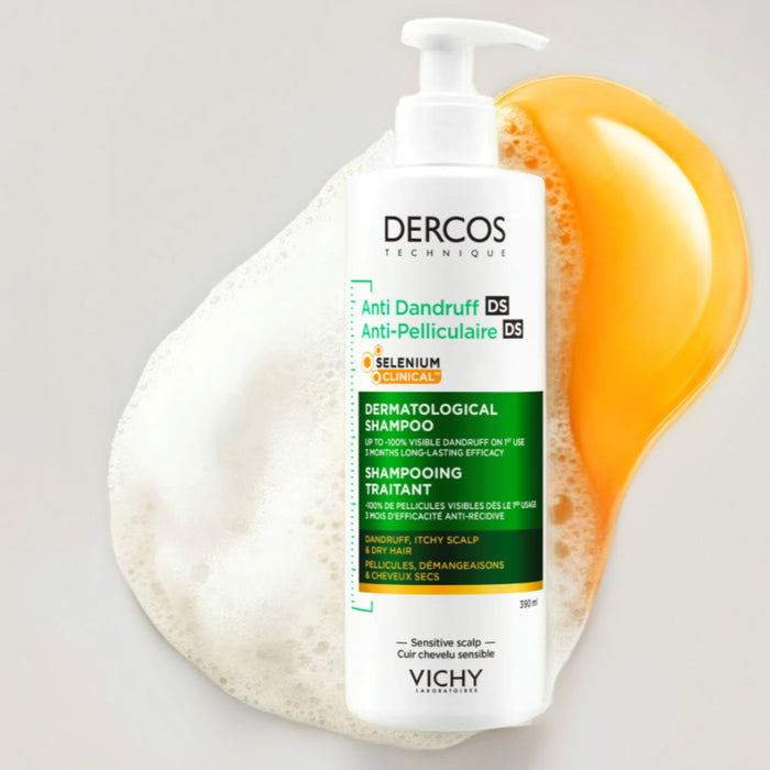VICHY Dercos Technique Anti-Dandruff Purifying Shampoo for Sensitive Dry Hair and Scalp 390ml