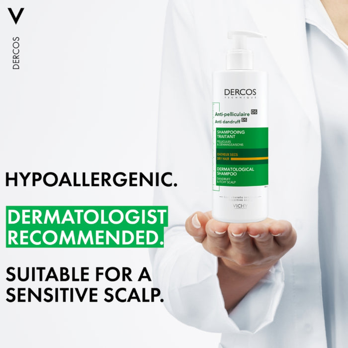 VICHY Dercos Technique Anti-Dandruff Purifying Shampoo for Sensitive Dry Hair and Scalp 390ml