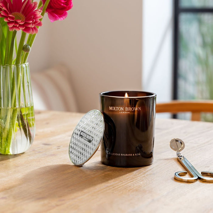 Molton Brown Delicious Rhubarb & Rose Signature Scented Single Wick Candle.